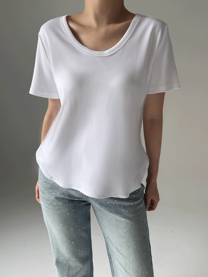 [MADE] 라운딩 비스코스 스판 티셔츠